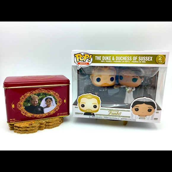 DUKE & DUCHESS OF SUSSEX. FUNKO POP & TEA TIN CAN - Picture 1 of 6